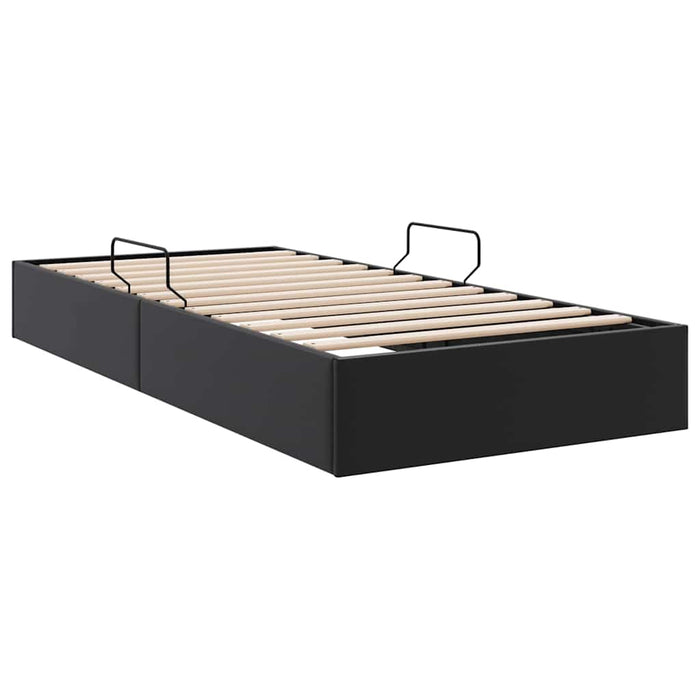 Pat cu storage Negru 100 x 190 cm Piele artificială WALTI