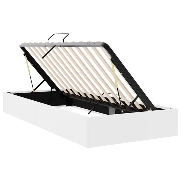 Pat cu storage Alb pur 100 x 190 cm Piele artificială - WALTI WALTI