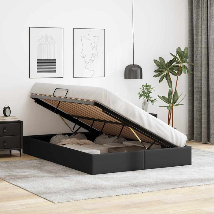 Pat cu storage Negru 137 x 190 cm Piele artificială - WALTI WALTI