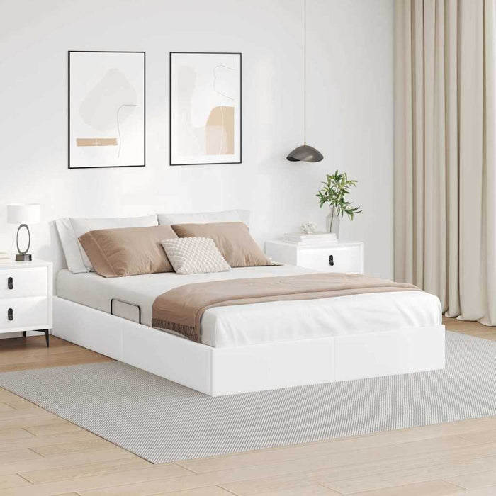 Pat cu storage Alb pur 137 x 190 cm Piele artificială WALTI
