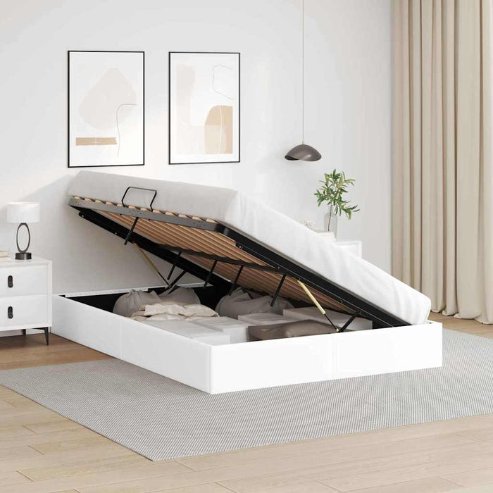 Pat cu storage Alb pur 137 x 190 cm Piele artificială WALTI
