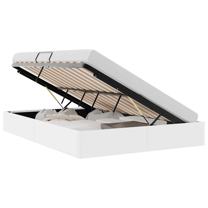 Pat cu storage Alb pur 137 x 190 cm Piele artificială WALTI