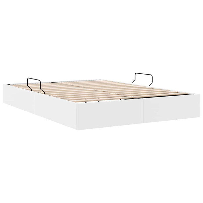 Pat cu storage Alb pur 137 x 190 cm Piele artificială WALTI