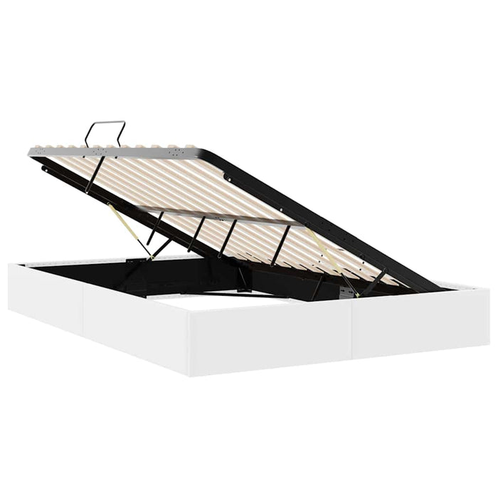 Pat cu storage Alb pur 137 x 190 cm Piele artificială WALTI