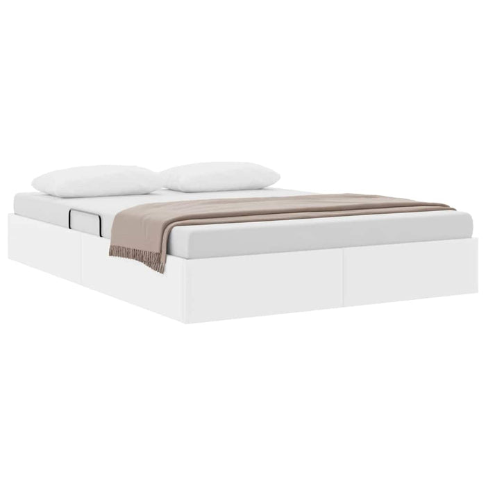 Pat cu storage Alb pur 137 x 190 cm Piele artificială WALTI