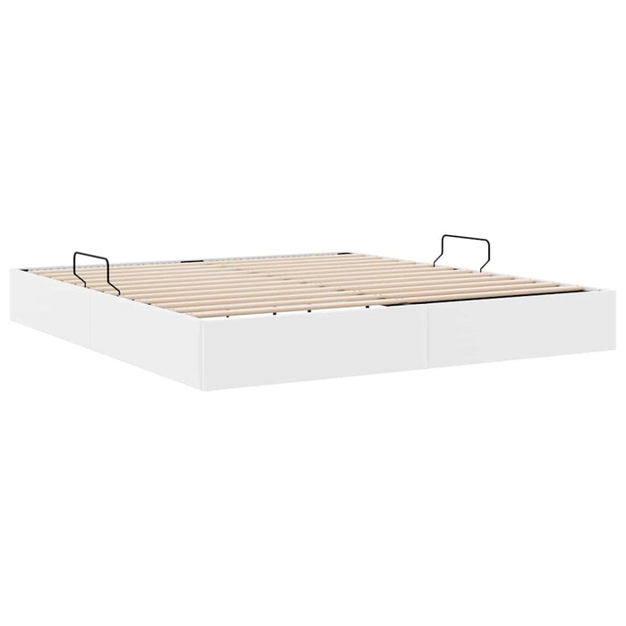 Pat cu storage cu saltea Alb pur 183 x 213 cm Piele artificială WALTI