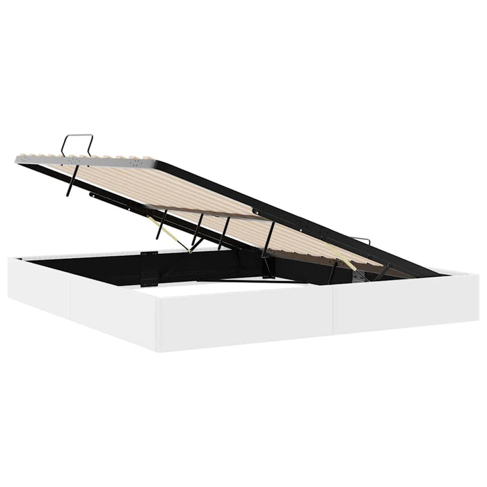 Pat cu storage cu saltea Alb pur 183 x 213 cm Piele artificială WALTI