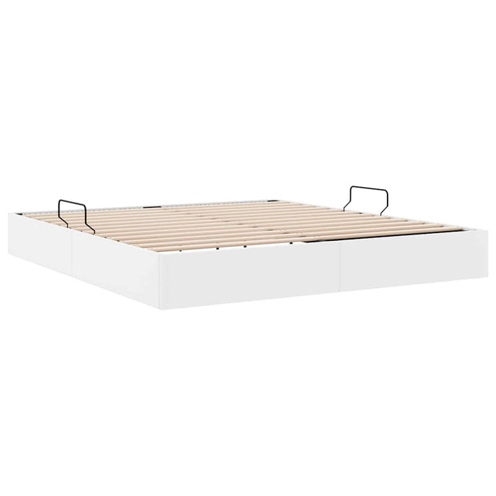 Pat cu storage cu saltea Alb pur 183 x 213 cm Piele artificială WALTI