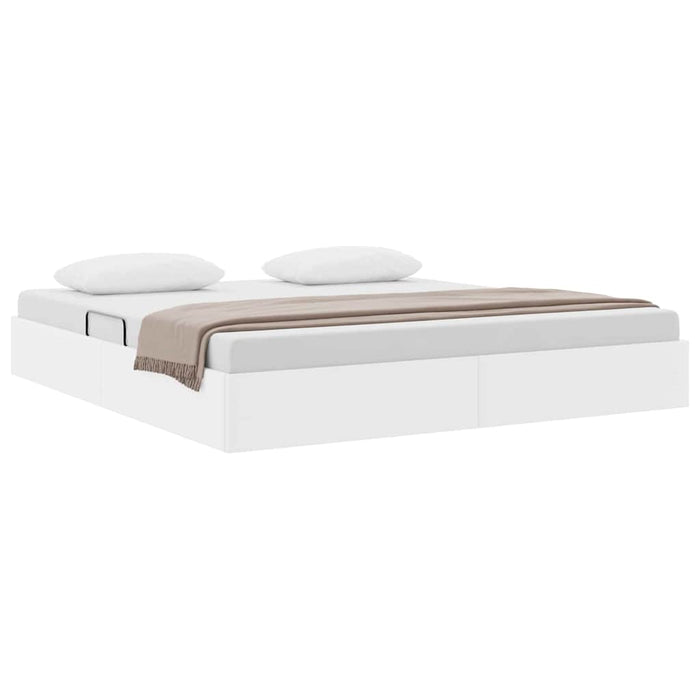 Pat cu storage cu saltea Alb pur 183 x 213 cm Piele artificială WALTI