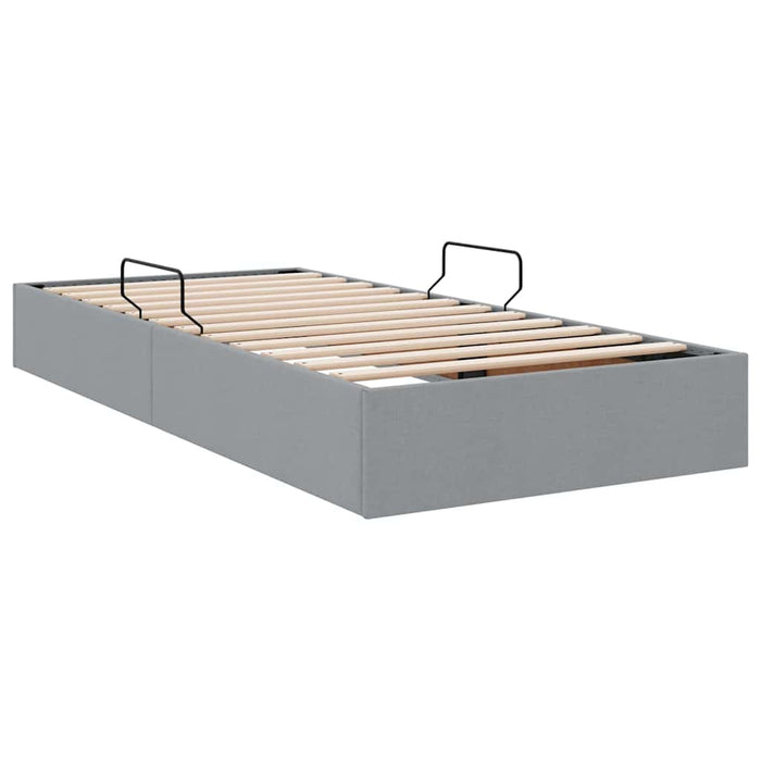 Pat cu storage cu saltea Gri deschis 90 x 190 cm țesătură - WALTI WALTI