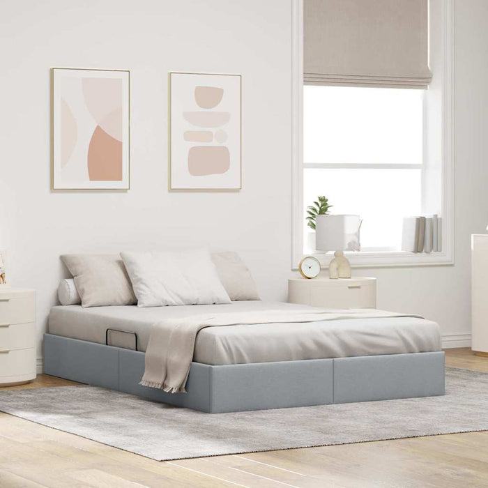 Pat cu storage cu saltea Gri deschis 135 x 190 cm țesătură - WALTI WALTI