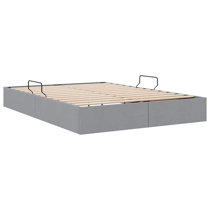 Pat cu storage cu saltea Gri deschis 135 x 190 cm țesătură - WALTI WALTI