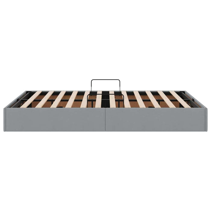 Pat cu storage cu saltea Gri deschis 135 x 190 cm țesătură - WALTI WALTI
