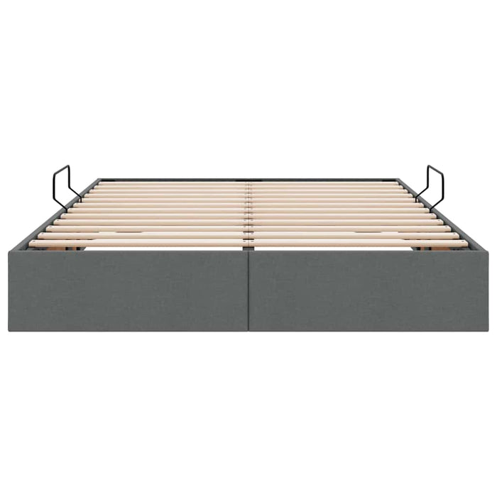 Pat cu storage cu saltea Gri închis 135 x 190 cm țesătură - WALTI WALTI