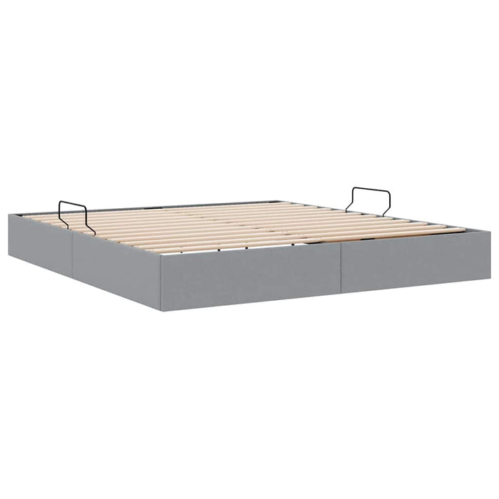 Pat cu storage cu saltea Gri deschis 180 x 200 cm țesătură - WALTI WALTI