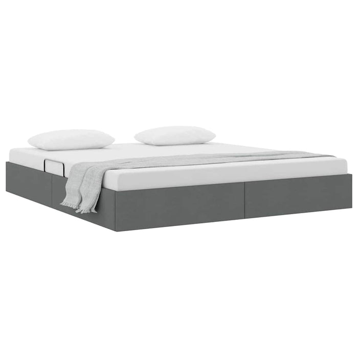 Pat cu storage cu saltea Gri închis 180 x 200 cm țesătură - WALTI WALTI