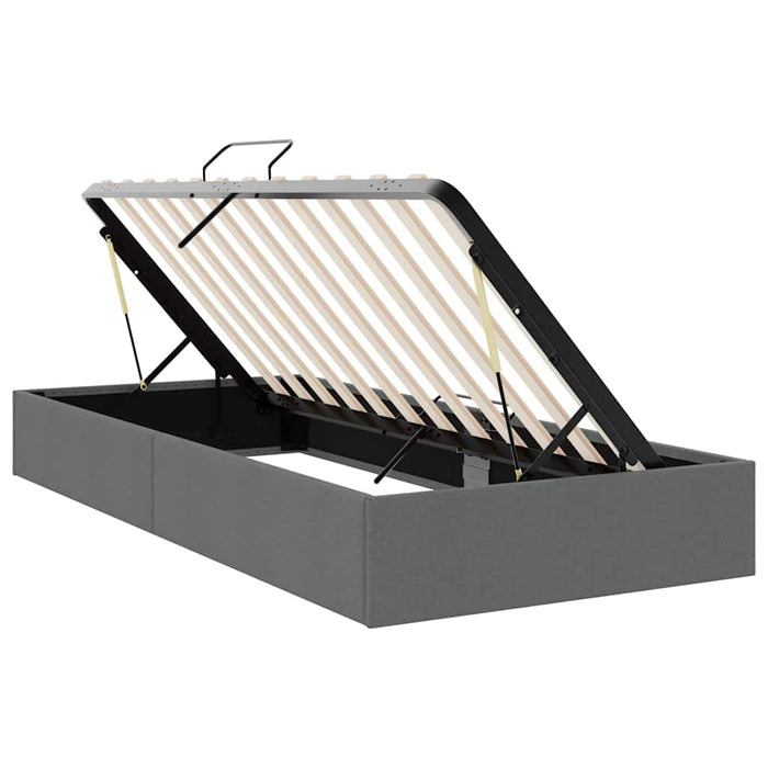 Pat cu storage cu saltea Gri închis 203 x 100 cm țesătură WALTI
