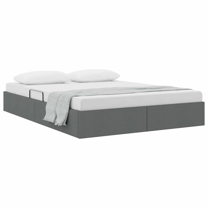 Pat cu storage cu depozitare Gri închis 153 x 203 cm Țesătură - WALTI WALTI