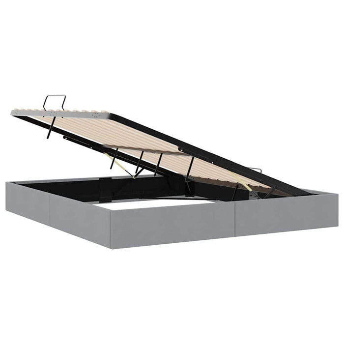 Pat cu storage cu depozitare Gri deschis 193 x 203 cm Țesătură WALTI