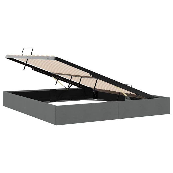 Pat cu storage cu saltea Gri închis 193 x 203 cm țesătură WALTI