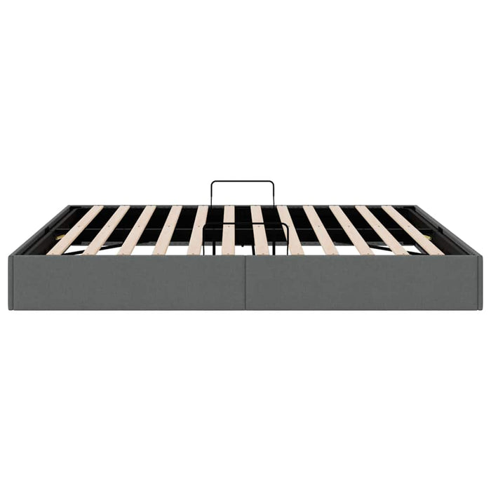 Pat cu storage cu saltea Gri închis 193 x 203 cm țesătură WALTI