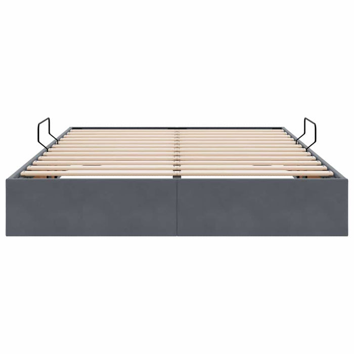 Pat cu storage cu saltea Gri închis 135 x 190 cm Catifea - WALTI WALTI