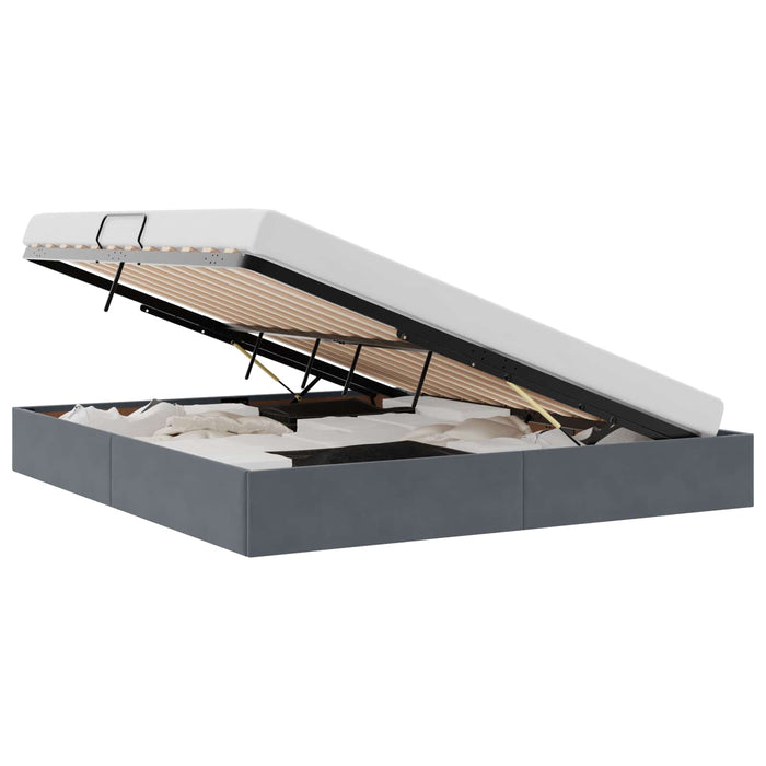 Pat cu storage cu saltea Gri închis 180 x 200 cm Catifea - WALTI WALTI
