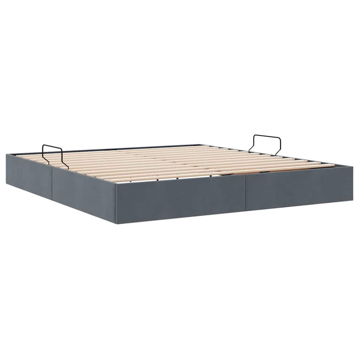 Pat cu storage cu saltea Gri închis 180 x 200 cm Catifea - WALTI WALTI