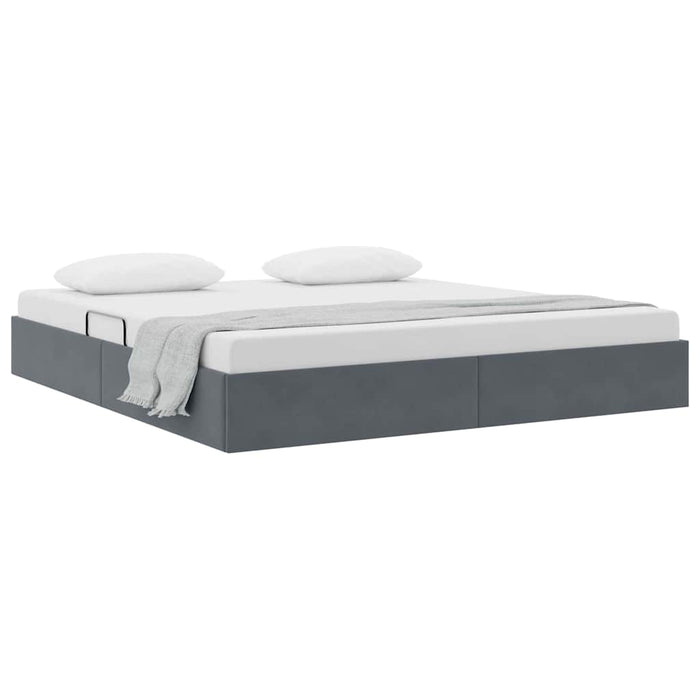 Pat cu storage cu saltea Gri închis 180 x 200 cm Catifea - WALTI WALTI
