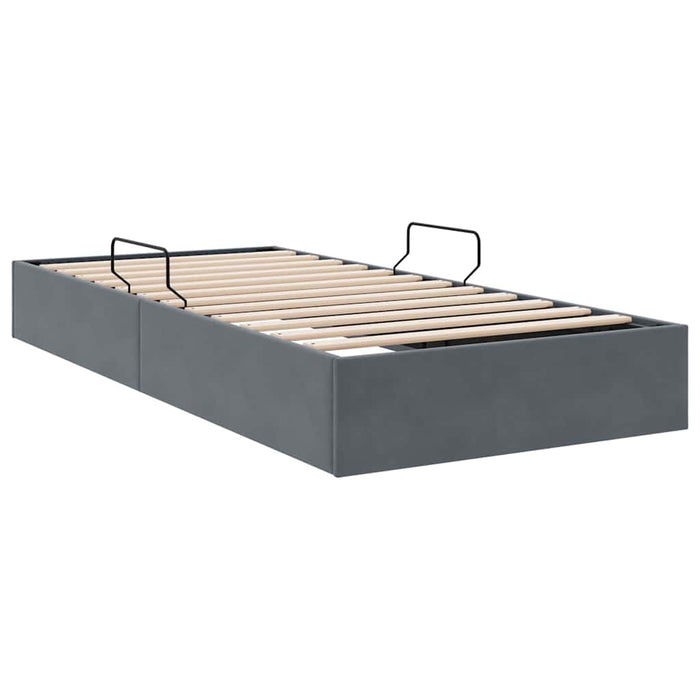 Pat cu storage cu saltea Gri închis 100 x 190 cm Catifea WALTI