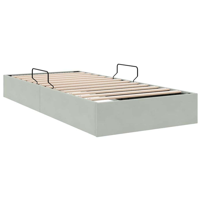 Pat cu storage cu saltea Gri deschis 100 x 203 cm Catifea WALTI