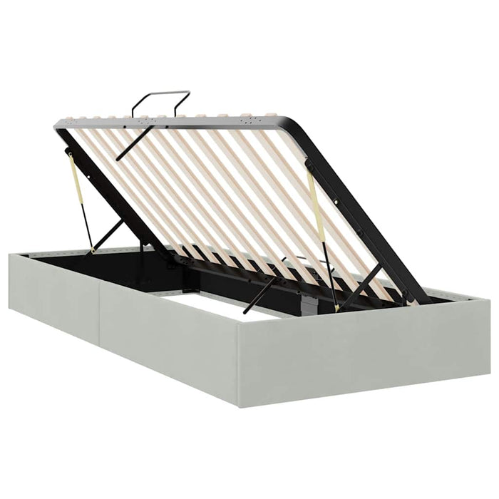 Pat cu storage cu saltea Gri deschis 100 x 203 cm Catifea WALTI