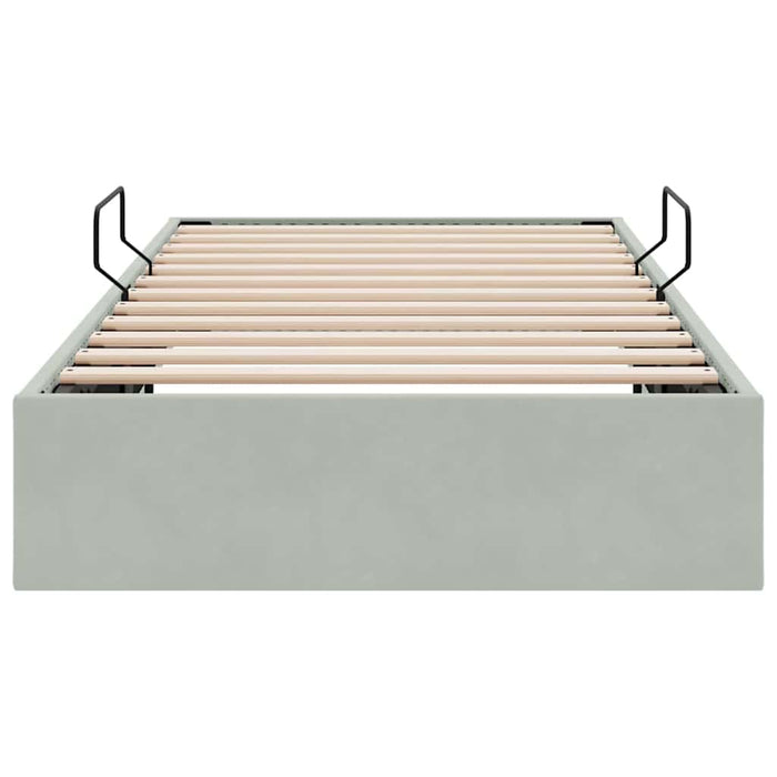 Pat cu storage cu saltea Gri deschis 100 x 203 cm Catifea WALTI