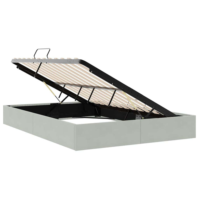 Pat cu storage cu depozitare Gri deschis 153 x 203 cm Catifea - WALTI WALTI