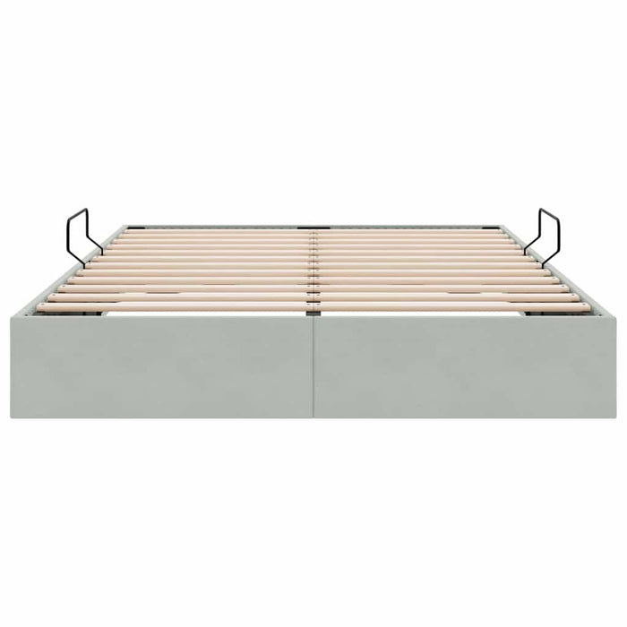 Pat cu storage cu depozitare Gri deschis 153 x 203 cm Catifea - WALTI WALTI