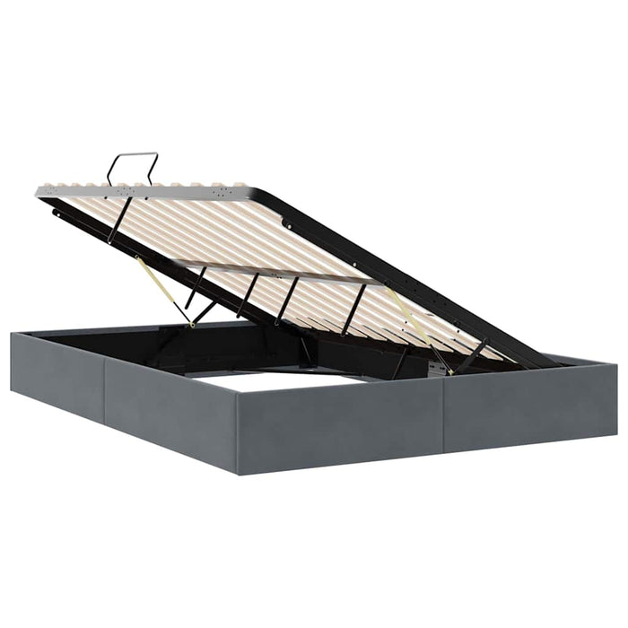 Pat cu storage cu saltea Gri închis 153 x 203 cm Catifea WALTI