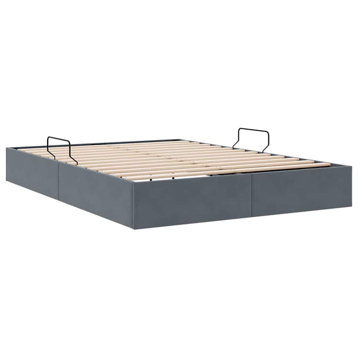 Pat cu storage cu saltea Gri închis 153 x 203 cm Catifea WALTI