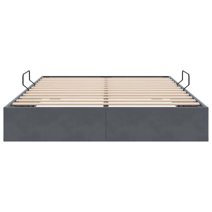 Pat cu storage cu saltea Gri închis 153 x 203 cm Catifea WALTI