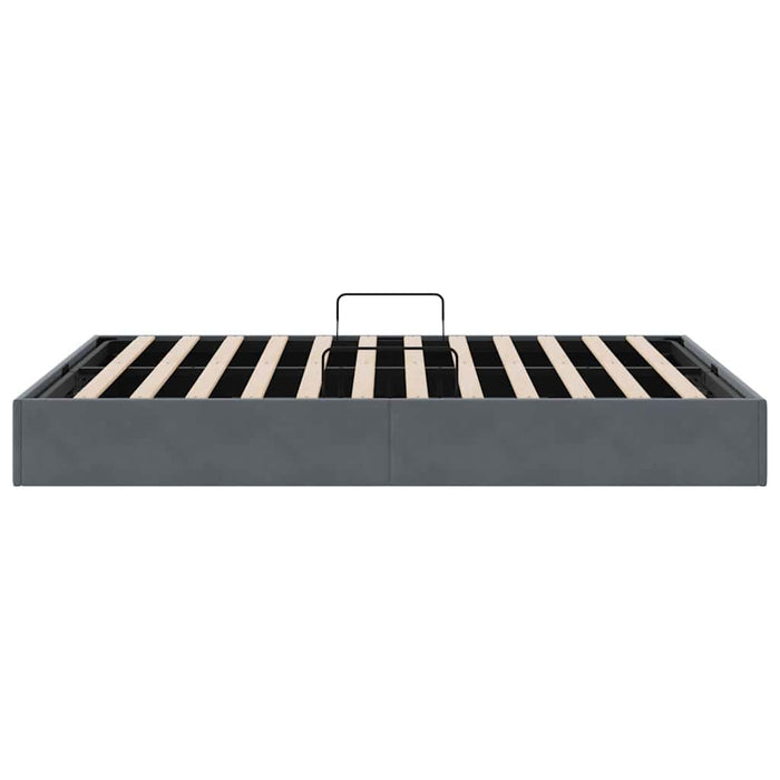 Pat cu storage cu saltea Gri închis 153 x 203 cm Catifea WALTI