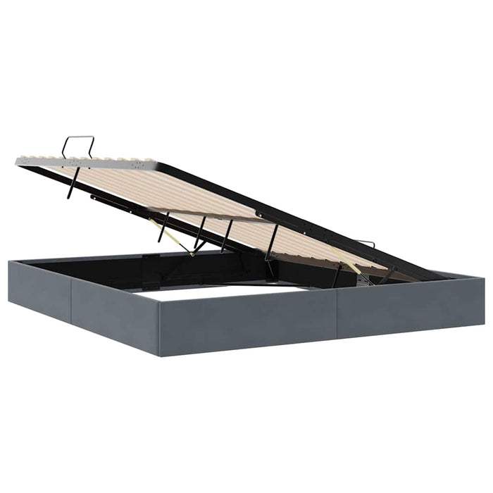 Pat cu storage cu depozitare Gri închis 193 x 203 cm Catifea - WALTI WALTI