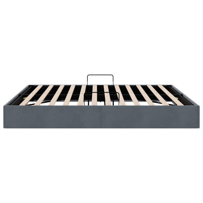 Pat cu storage cu depozitare Gri închis 183 x 213 cm Catifea WALTI