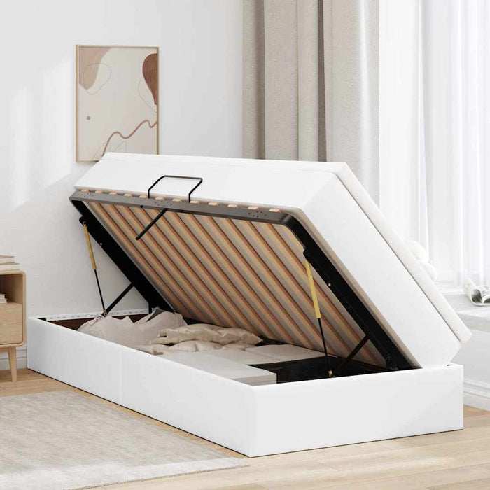 Pat cu saltea și spațiu de depozitare cu saltea Alb 90 x 190 cm - WALTI WALTI