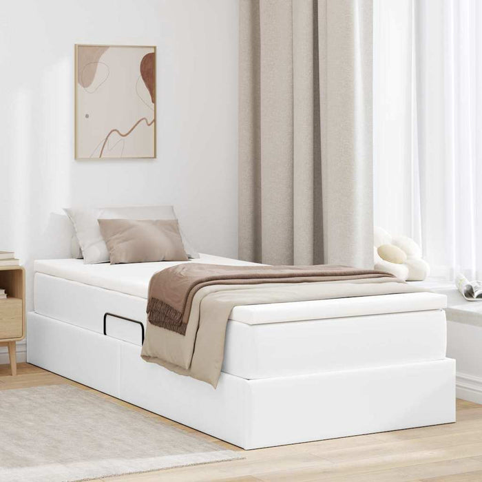 Pat cu saltea și spațiu de depozitare cu saltea Alb 90 x 200 cm - WALTI WALTI