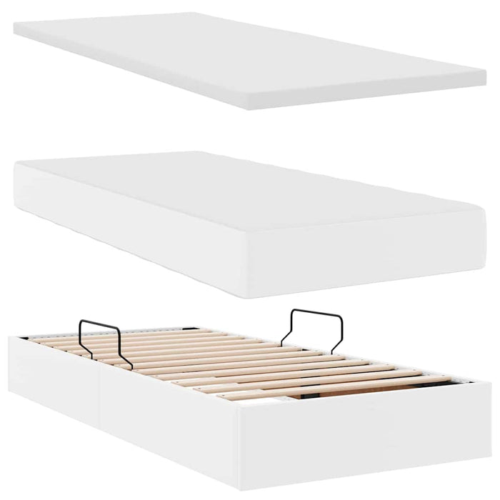 Pat cu saltea și spațiu de depozitare Alb 100 x 200 cm - WALTI WALTI