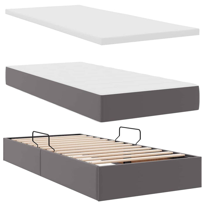 Pat cu saltea și spațiu de depozitare Gri 100 x 200 cm - WALTI WALTI