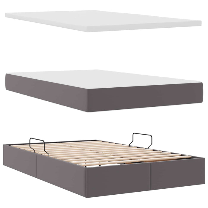 Pat cu saltea și spațiu de depozitare Gri 120 x 190 cm - WALTI WALTI