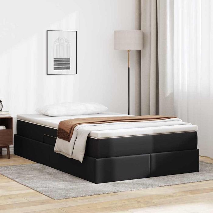 Pat cu saltea și spațiu de depozitare Negru 120 x 200 cm - WALTI WALTI