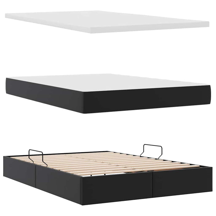 Pat cu saltea și spațiu de depozitare Negru 140 x 190 cm - WALTI WALTI