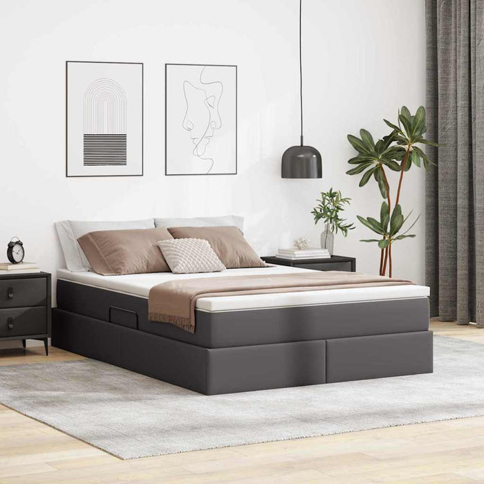 Pat cu saltea și spațiu de depozitare Gri 140 x 200 cm - WALTI WALTI