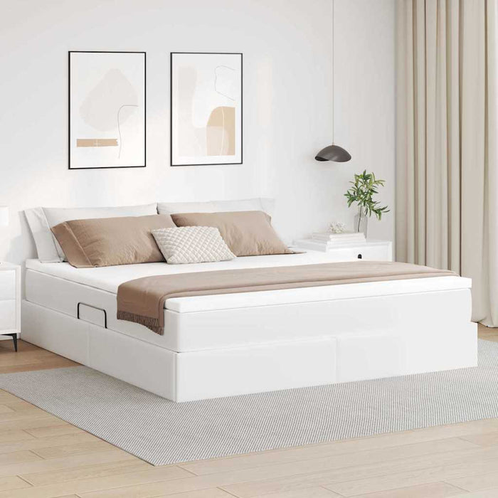 Pat cu saltea și spațiu de depozitare Alb 160 x 200 cm - WALTI WALTI